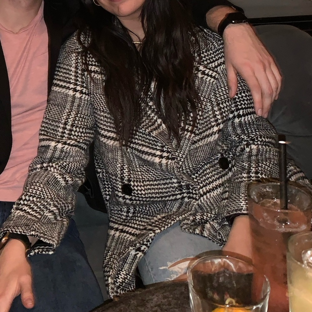 Nasty Gal Black and White Plaid Blazer